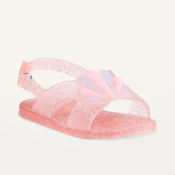 NWT Baby Girl Glitter Jelly Shoe Bundle, Pink Seashell & Multi Star - Picture 2 of 15